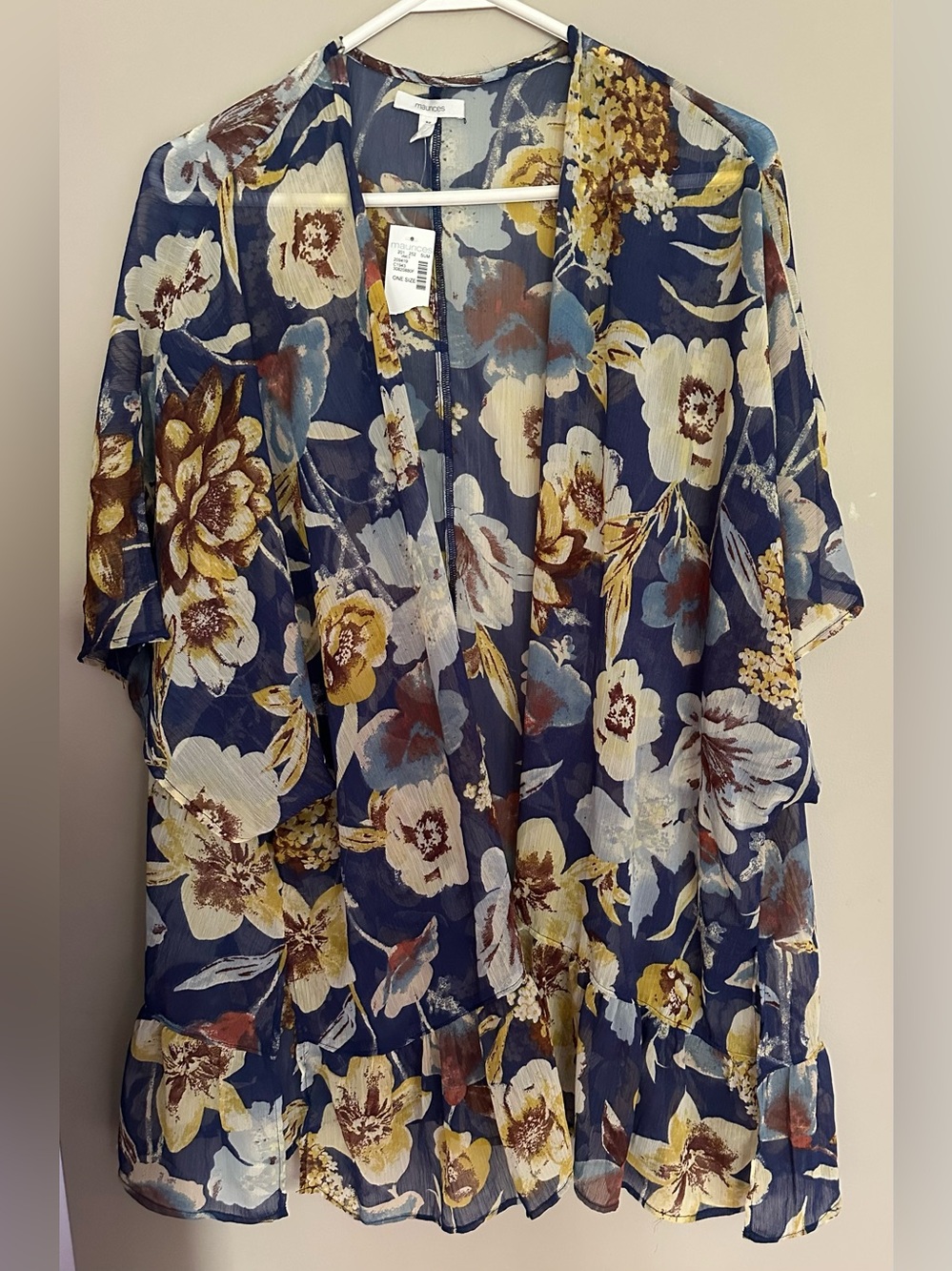 MAURICES ONE SIZE Navy Floral Sheer Kimono